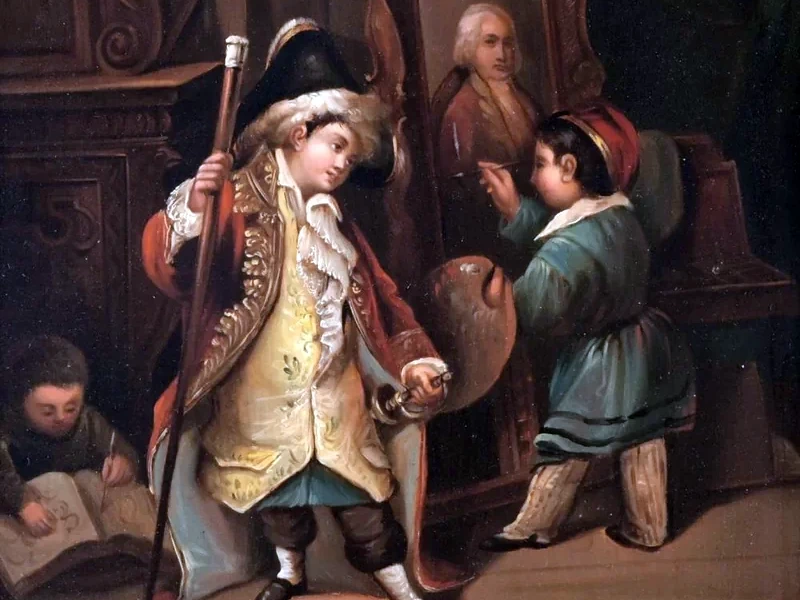 1800-Alfred Johannot - Lo studio dell'artista